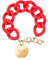 ICE - Jewellery - Chain bracelet - Red passion - Gold - Kettenarmband mit rotfarbenen XL-Maschen für Frauen, geschlossen mit einer goldenen Medaille (020929)