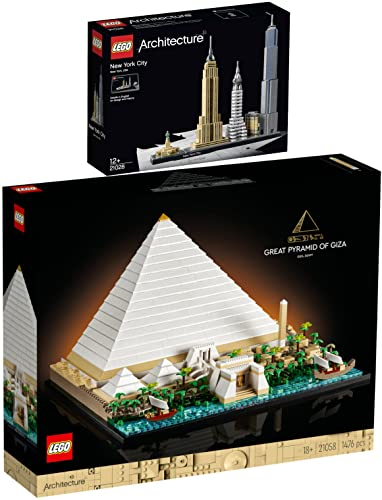 Lego Architecture 21058 - Juego de 2 pirámides de Keops y 21028 New York City
