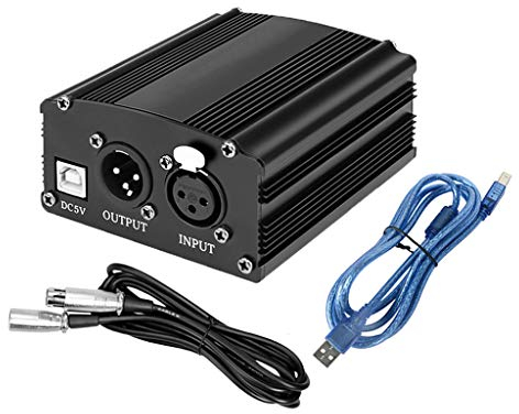 Yushu - 48V USB Micro Phantom Power Supply, for Condenser Microphone Music Recording, Phantom Power Box Durable Recording Equipment