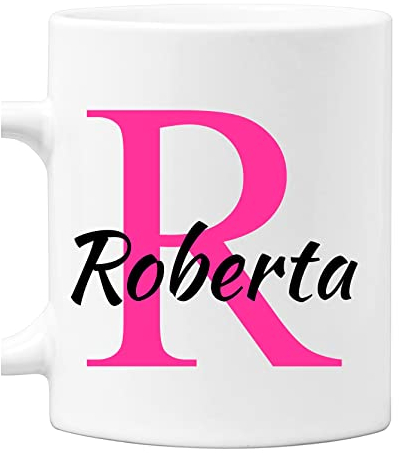 Colorfamily Tazza Mug PERSONALIZZABILE con Iniziale e Nome - Lettera R - 100% ceramica