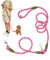 Laisse Mains Libres pour Chien pour la Course, la Marche, Double Laisse en bandoulière, 1,2 cm d'épaisseur, Nylon réfléchissant très résistant pour Chiens de Petite, Moyenne et Grande Taille (Rose)