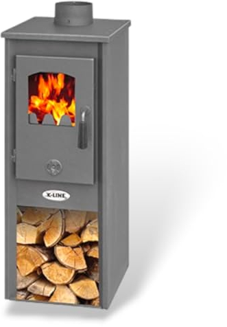 Briconess.com Stufa Riscaldamento a Legna con Struttura in Acciaio 5,2 kW Karso Antracite
