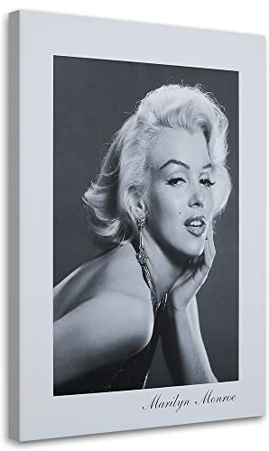 Feeby Wandbilder 20x30 cm Marilyn Monroe Schauspielerin 1 tlg Schlafzimmer Flur Modern Vlies Leinwandbilder Bilder Bild auf Leinwand Kunstdruck Wand Wanddeko Design Wohnzimmer Hollywood schwarz-weiß