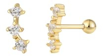 XENOX® Piercing Ohrringe (1 Stk.) - Piercing aus hochwertigem 925/- Sterlingsilber mit drei Zirkonia-Steinen