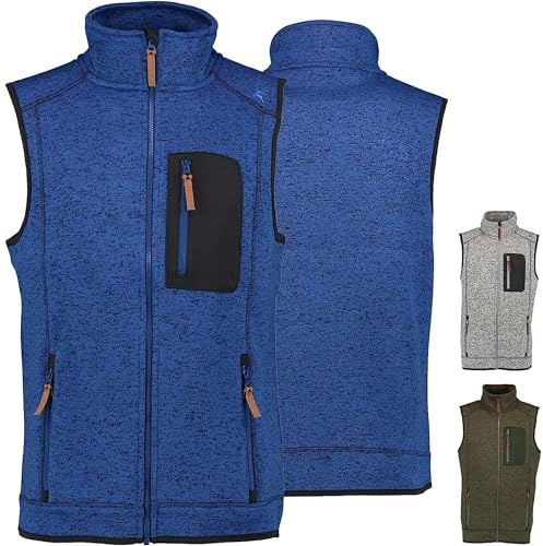German Wear Herren Fleece Jagdwesten mit Frontreißverschluss und hohem Kragen – Freizeitweste, Strickpullover für Outdoor- und Alltagsgebrauch
