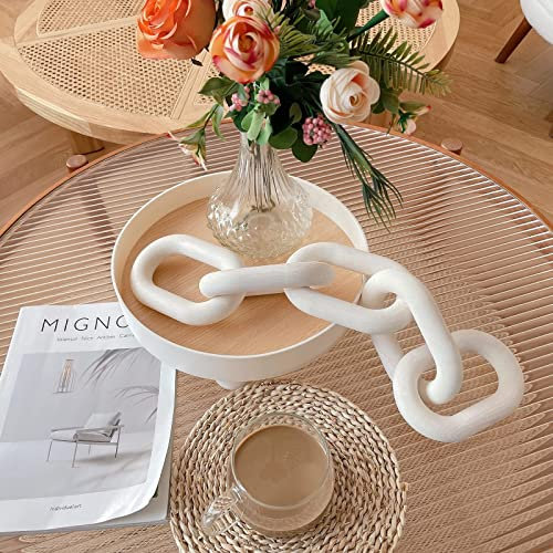 Nœud de Bois décoratif, Décor de Maillon de Chaîne en Bois à 5 Maillons, Maillons Sculptés à la Main pour Plateau, Décor de Table, Salon, Chambre à Coucher