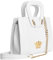 Zamponi® ️ - Elegante Handtasche für Damen, echtes Leder, Schultertasche, viele Taschen mit Fächern - Tote Shopper Bag Große Arbeit Satchel Aktentasche oben Griff weiß