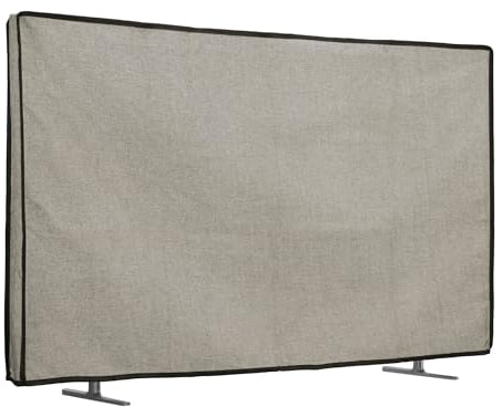 kwmobile Funda para Monitor 55 TV - Protector Antipolvo y antihuellas de Lino para Pantalla de TV - Gris Claro