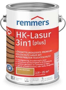 Remmers HK-Lasur 3in1 [plus] eiche rustikal, matt, 2,5 Liter, Lösemittelreduzierte Premium-Holzschutz-Lasur für außen, 3in1, schnelltrocknend, langlebig