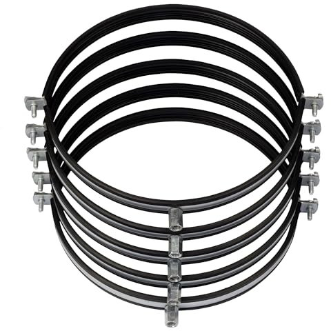 Pack 5 Abrazaderas metálicas para tubo, metálica Isofonicas | abrazadera de acero | grandes diámetros | abrazadera para pared tubos con tornillo (5, 250mm)