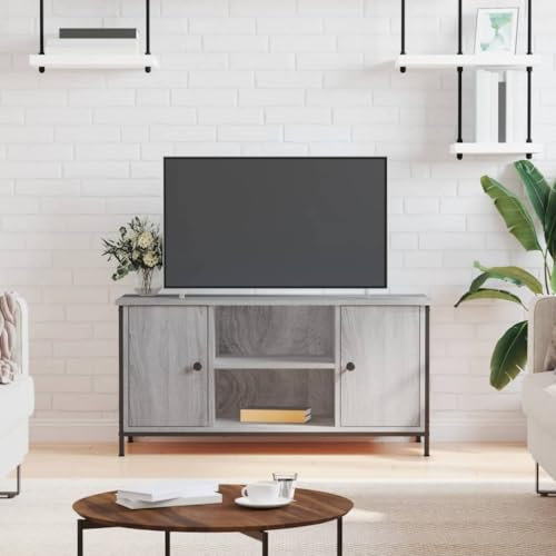 Coavain Mobile Porta TV Grigio Sonoma in Legno Multistrato 100x40x50cm - Armadio TV da Terra per Soggiorno - Mobiletto Basso
