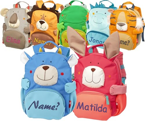 SigiKid Kinder Kindergarten Pfötchen Rucksack mit Namen bestickt (7 Varianten zur Auswahl)