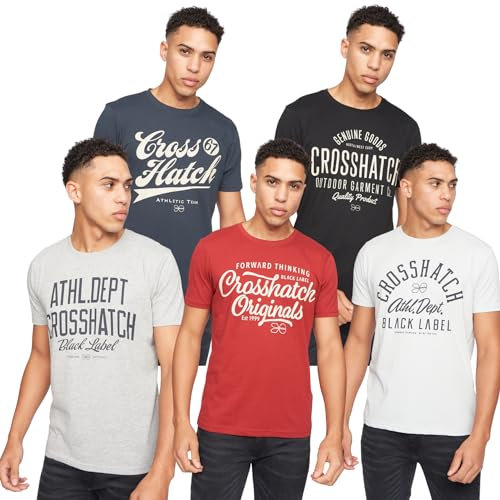 Crosshatch (5PACK Classic Comfort, Endless Style - Men's Everyday Essentials Crew Neck T-Shirt, Designer Mens Tshirt – Your Perfect Set of Short Sleeve Tees(M/5Pack - LUCKMOORE)