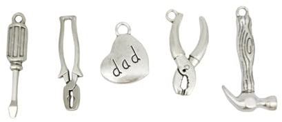 30 Stück Legierung Werkzeug Form Anhänger Vatertag Anhänger Schraubenzieher Zange Hammer Herz Charms für Schlüsselanhänger Halskette Geschenke machen