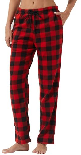 LANBAOSI Lot de 1-2 Bas de Pyjama Femmes Pantalon Pyjama Femme à Carreaux Pantalon de Nuit avec Poches Automne/Hiver Doux Pantalon Long Vêtements de Nuit