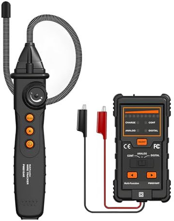 Underground Cable Locator, Cable Tester Wire Locator with Rechargeable Transmitter & Earphone & 55cm Bendable Hose Probe for Finding Buried wires, In-wall Wires, Concealed Wires, Trunking Wires
