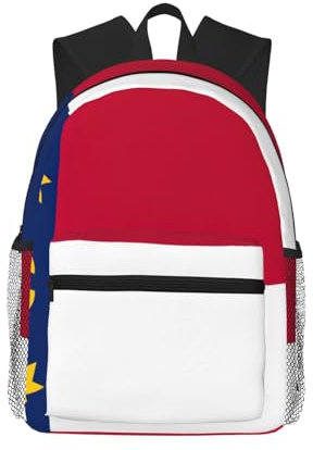 WURTON Rucksack mit Nord-Carolina-Flaggen-Druck, lässig, ruhige Fächer, Arbeit, Reisen, Outdoor-Aktivitäten, Unisex, Tagesrucksack, Schwarz, Einheitsgröße, Schwarz, Einheitsgröße