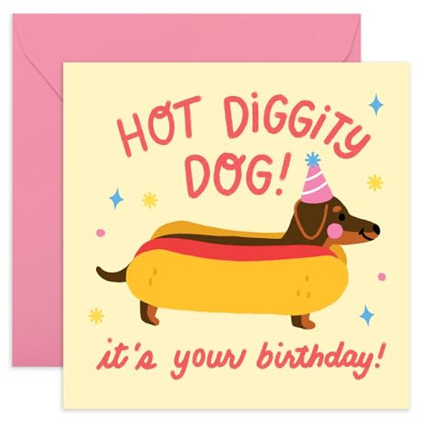Central 23 Geburtstagskarte mit Dackel und Aufschrift Hot Diggity Dog, lustige Geburtstagskarten für Männer und Frauen, Geschenke für Pelzeltern, Haustierbesitzer, Hund, Mama oder Vater, mit
