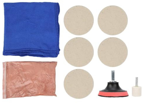 Uadme Glass Polishing Pads, 8Pcs Glass Scratch Remover Kit with Cerium Oxide Power, Car Windscreen Buffer Polisher with Sponge Drill Bit for Deep Cleaning Repair, Buffing, Sanding, Waxing