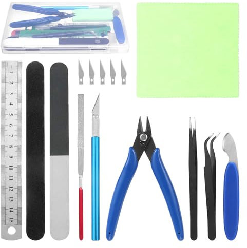 Roxanex 11 Stück Modellbau-Werkzeugsatz, Hobby Bauwerkzeug Set Modellbau-Werkzeugsatz Basic Tools Bastelset für Gundam Auto Modellbau Reparieren und Befestigen