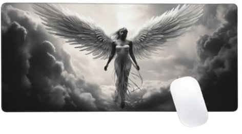 Gris Tapis de Souris XXL 1500x800, Tapis de Souris Ange, Tapis Souris pour Clavier et Bureau, Étendu Tapis de Souris Gamer, Lavable Surface, Base Antidérapante, Améliorer Précision et Vitesse Z2-516