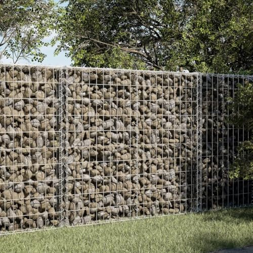 IKAYAA Gabionen Wand mit Deckel Gabionenkörbe Gabionen Steine Gabione Steinkorb Drahtkorb Gabionenkorb Steingabionen Gabionen Hochbeet -100 x 50 x 100 cm