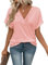 Cuptacc T-Shirt Femme Couleur Unie Chemisier Femme Ete Chic et élégant Col V Tee Shirt Coton Rose, Moyen M 38-40
