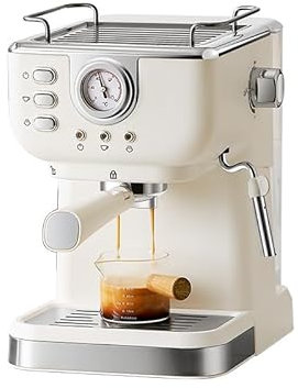 RUICUBEI Halbautomatische Kaffeemaschine, Power, 20 bar, Druck, 1,5 l, 3 Funktionen, Cappuccino-Dampfdüse, kompakte Espressokocher, 1050 W, kleine Kaffeemaschine, für Moka Latte, Karamell, Macchiato