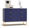 UEV Kommode mit 6 Schubladen Schrank Holz mit Kippsicherung Metallfuß Highboard Sideboard Schmal kommode Beistellschrank für Wohnzimmer Schlafzimmer,Flur 100x34x73,5cm dunkel blau