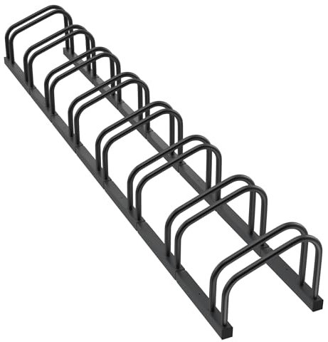 Aufun Fahrradständer Aufstellständer aus Stahl Für 8 Fahrräder, Mehrfachständer mit 37cm Radständer für 30-65mm Reifenbreite, Boden Wand Montage Platzsparend (Schwarz)