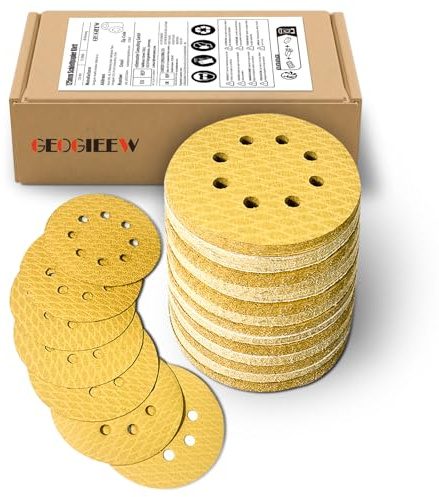 60 Pz Dischi Abrasivi 125 mm Grana 60, Carta Vetrata per Levigatrice Orbitale con Ceramica Allumina - Legno/Metallo/Vernici, Base Lattice Antistrappo per Artigiani e Fai Da Te