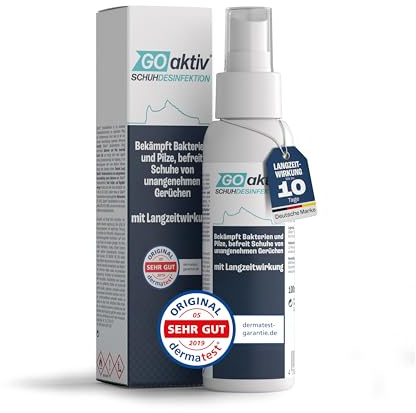 GOaktiv® Schuhdesinfektion 100ml | Desinfektionsspray für Schuhe | Bekämpft geruchsverursachende Bakterien & Pilze | verleiht hygienische Frische | ideal für Alltag & Sport