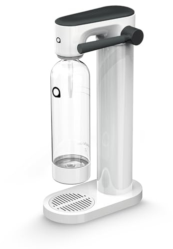 Aquafloow Máquina para Soda carbonatador de agua con gas y botella de 0,8L | Botellas de Soda 800ml | Máquina Clásica para Hacer Soda | Carbonatador Sparkling Water Maker | Blanco