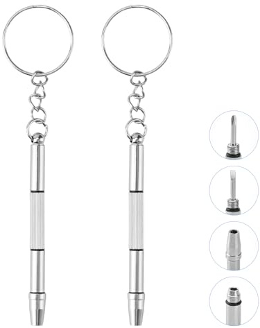GZEINB Brillen Schraubenzieher 4 in 1 Mini Präzisions Schraubendreher Set | Schlüsselanhänger Multitool für Brillen, Sonnenbrillen Uhren Edelstahl Micro Werkzeug für Brillenbügel Reparatur Kreuzschlitz