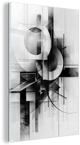 MuchoWow© Wandbilder Glas Schlafzimmer Home Deko Wohnung Bild Wohnzimmer | 40x60 cm - Wand Glasbilder Leinwand Wall Decor Abstrakt - Kunst - Modern - Schwarzweiß