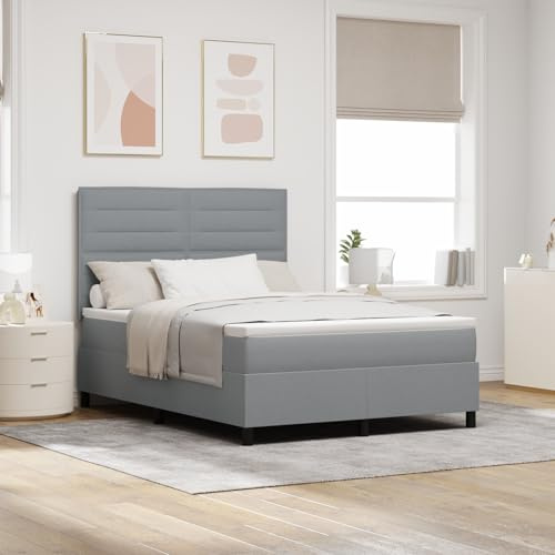 Teenpull Boxspringbett mit Matratze, Hellgrau, 160x200 cm, Stoff, verstellbares Kopfteil, Polsterbett, Schlafzimmer
