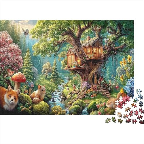 Waldszenerie 1000Stück BuntePuzzles Baumhaus Wald Für Erwachsene Und Kinder Ab 14 Jahren Einzigartige Spielzeug Denksport Moderne Porträts38x26cm/1000pcs