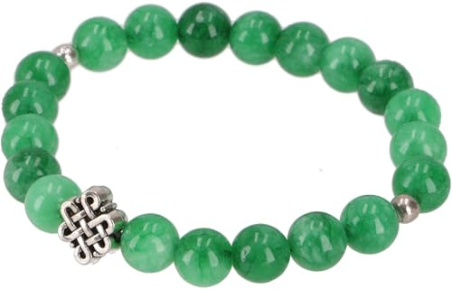 GURU SHOP Mala Armband Endlosknoten, buddhistischer Schmuck 8 mm, Aventurin | Spiritueller Schmuck, elastische Passform, 7 mm Perlen, symbolisiert innere Stärke und Verbundenheit