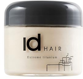 IdHAIR Extreme Titanium Wax - Professionelles Mudwachs für stylisches Kurzhaar - Starker Halt, Glanz und Textur - Einfach auszuspülen - Parabenfrei - 90 ml (1er Pack)