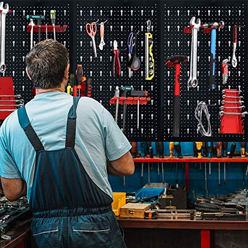 YEATHOR Tool Pegboard Metal 120x60x2 cm Wall Mounted Tool Board Three-part with 17pcs Hook & Holders DIY Wall Panels Tool Storage Organiser for Workshop Garage Shed