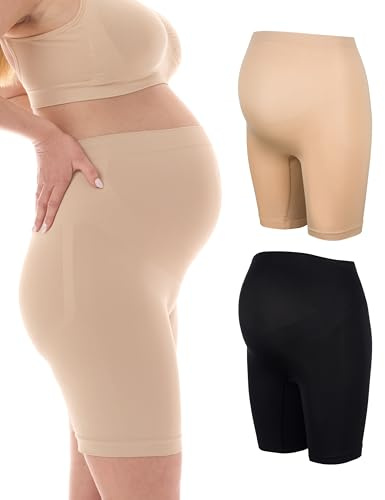 Herzmutter Unterhose Schwangerschaft nahtlos OekoTex langes Bein 5500 | Umstandsslip Überbauch-Shorts-Unterwäsche Seamless-Stützend 1er & 2er Set