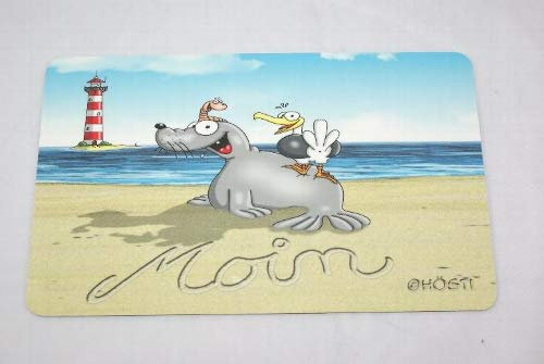 Hösti Frühstücksbrett Moin mit Leuchtturm, Robbe und Möwe (Resopal)