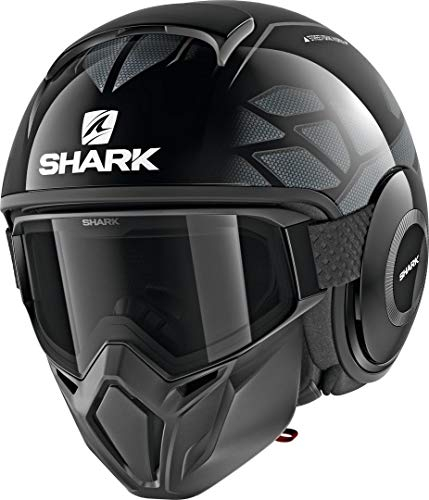 SHARK Herren NC Motorrad Helm, Schwarz/Grau, M