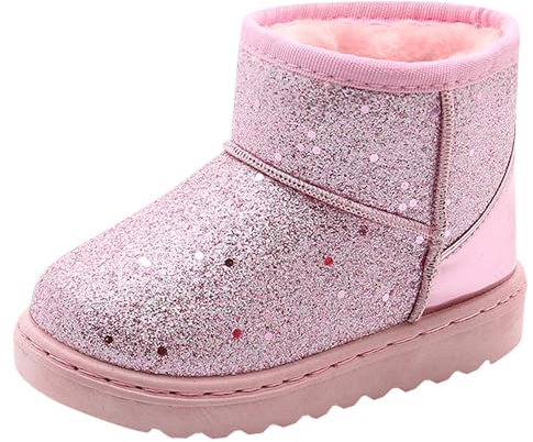 Happy Cherry Bambino Stivali da Neve Antiscivolo Caldo Stivali Bambini Stivaletti Pelliccia Spessa Stivali Bambino Bambina Scarpa Pelliccia Morbida - Rosa/Taglia EU-25, Rosa
