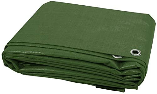 3 x 5 m Green Tarpaulin Waterproof Heavy Duty Tarp Sheet Cover, Groundsheet - Waterproof, Weatherproof, Frost-Resistant, UV Protection, Universal, Multipurpose, Reinforced Eyelets