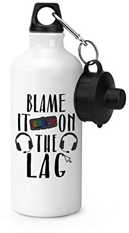 Gift Base Blame It On The Lag Gamer Sports Bottle Water Gym 600ml White