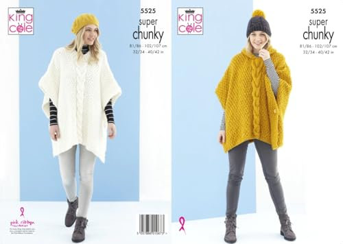 King Cole 5525 Strickmuster für Poncho, Mütze, für Erwachsene