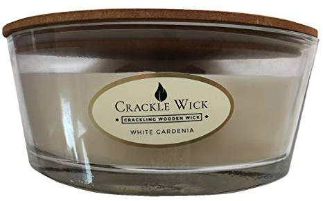 Crackle Wick Large Scented Candle in Glass Jar 485g - White Gardenia