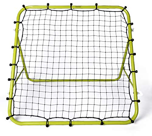 Football Master ™ Premium Fluorescent Green Single Sided Sports Multi Skills Rebounder Training Aid Target Soccer Goal Kickback Adjustable Practise Goalkeeper Coaching Rebound Net