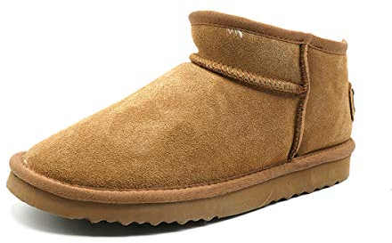 OOG Damen Lederboots mit Lammfell Echt-Leder warm gefüttert Schnee Boots Winter Boots Übergröße 42 (5889 Camel, Numeric_40)